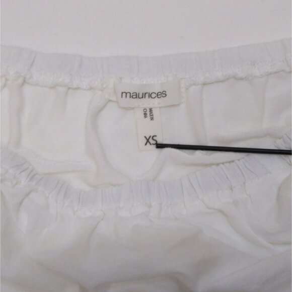Maurices Blouse Peasant Eyelet Embroidered Off-Shoulder Top XS Cotton Blend EUC - Picture 3 of 9